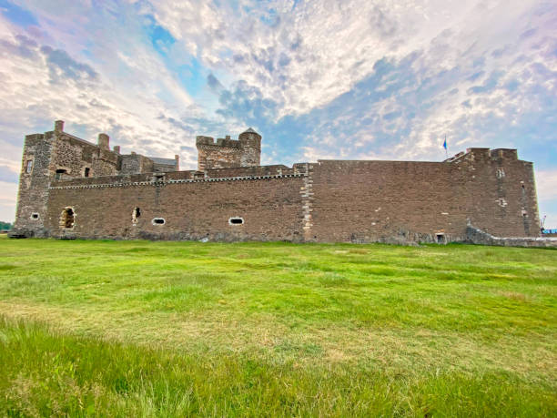 Panoramic view of Blackness Castle from the field